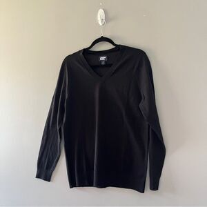 Lands End Black V Neck Sweater Pullover Size Medium